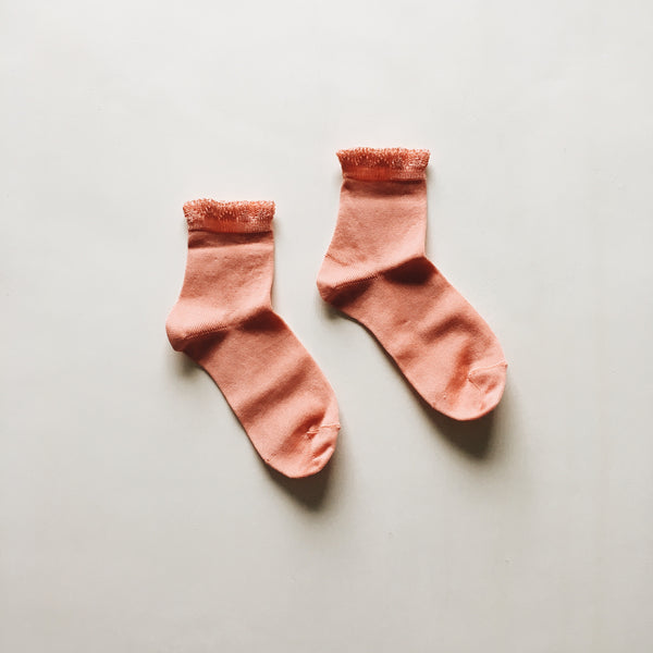 lace edge short socks | melon