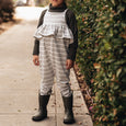 knit ruffle jumpsuit | heather stripe